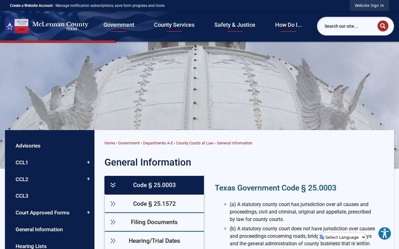 McLennan County criminal docket jurisdiction and clerk split