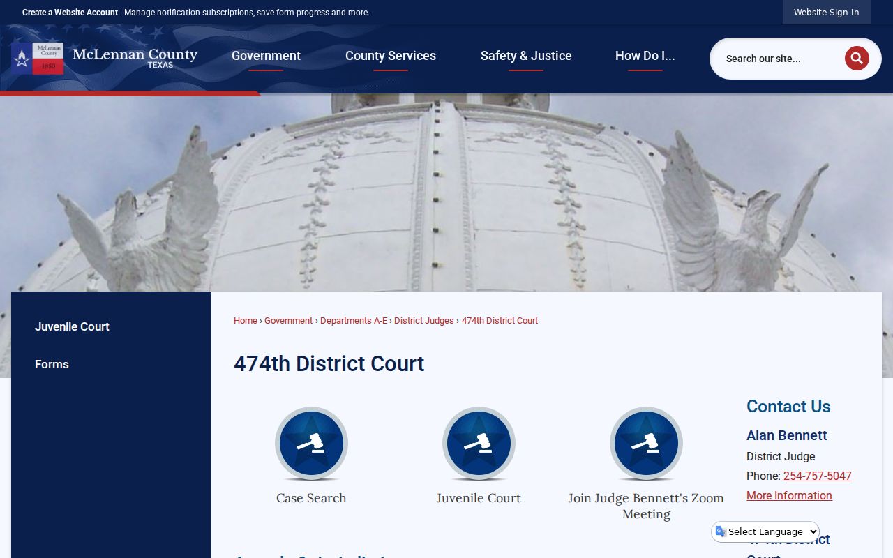 McLennan County civil docket information for the 474th District Court