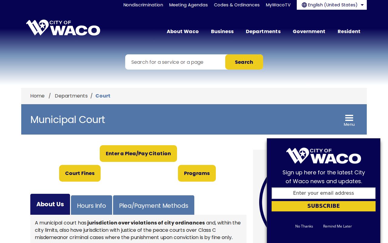 Waco court records and Municipal Court access channels