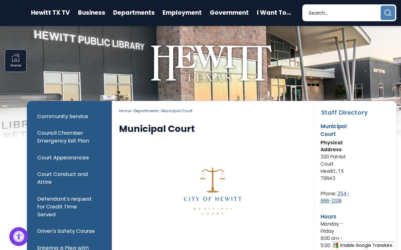 Hewitt court records and Municipal Court information